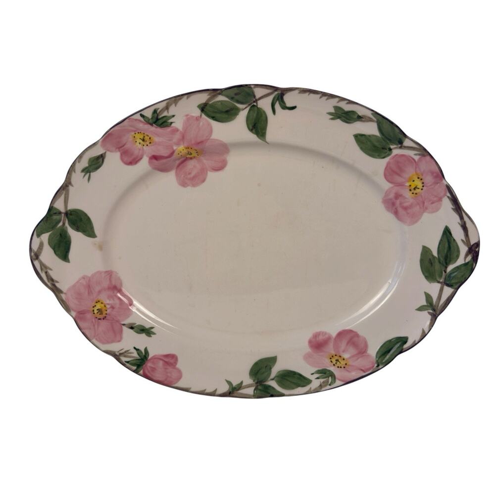 Franciscan Desert Rose Large Oval Serving Platter USA Pink Roses Vintage